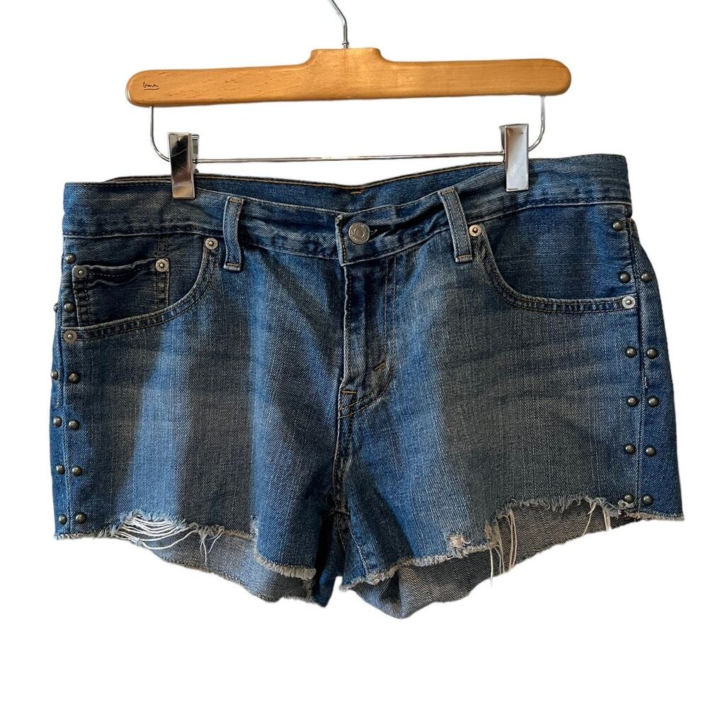 Levis Western Studded Denim Cut Off Jean Shorts 31